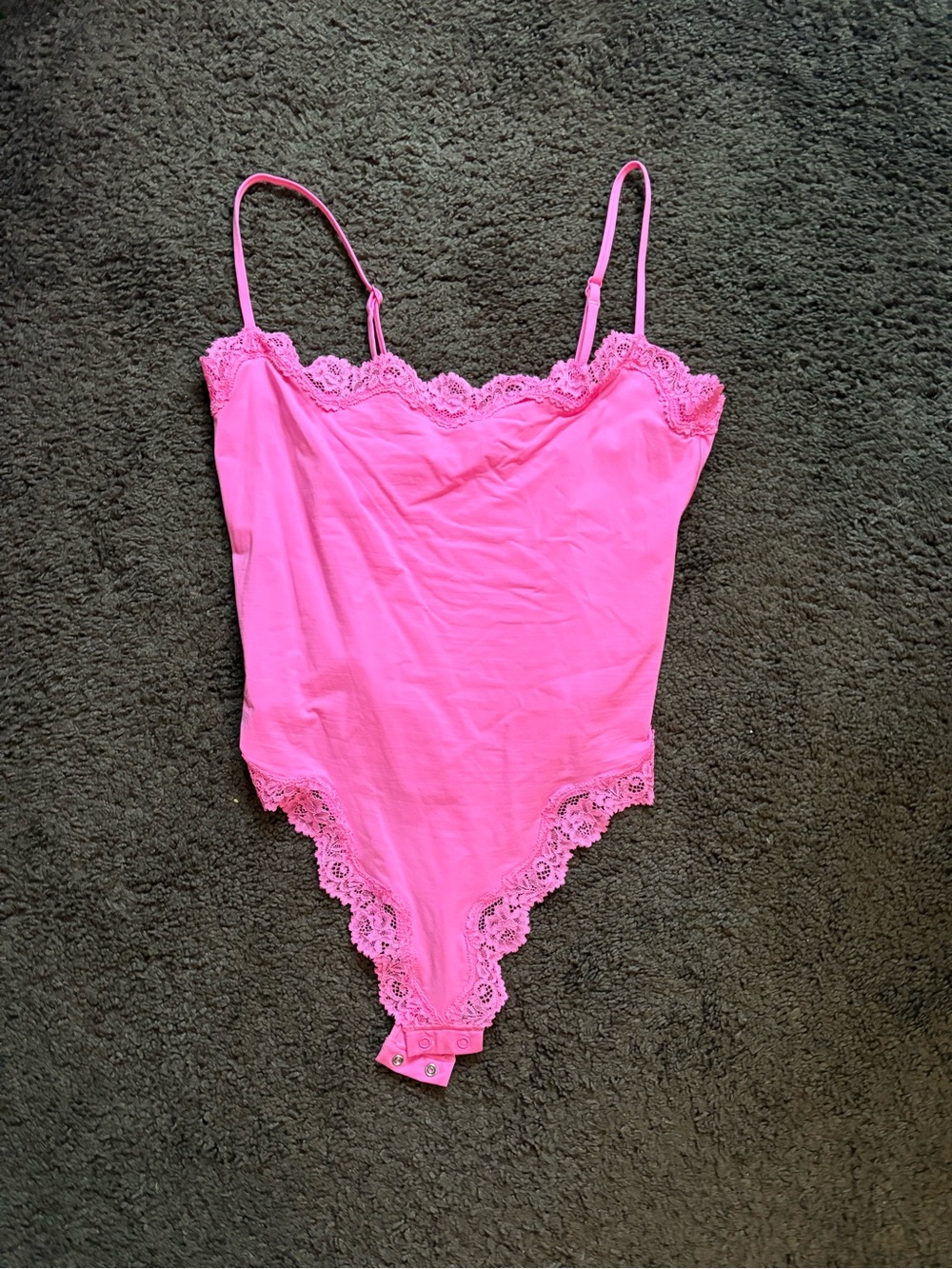 SKIMS Hot Pink Lace-Trim Bodysuit